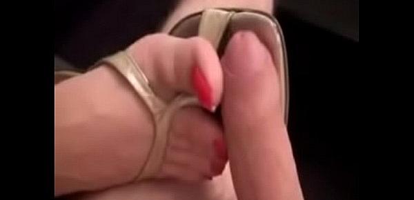  footjob red toes in sandals